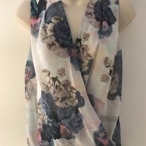 H&M Floral Draped Sleeveless Blouse